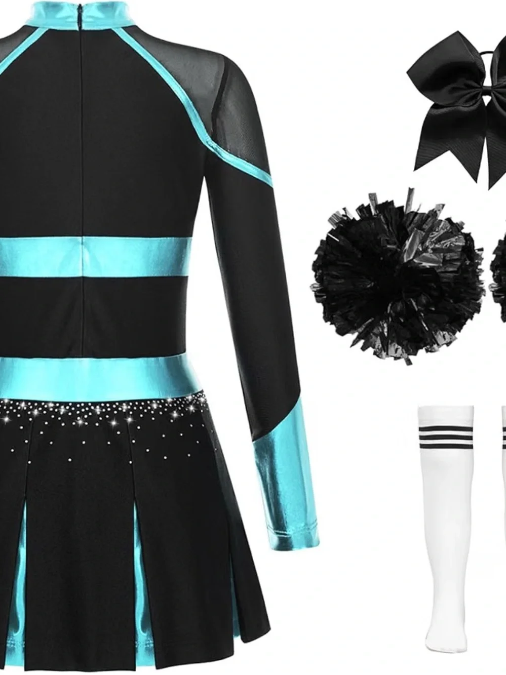 New  Kids Girls Cheer Leader Costume Halloween Cheerleading Long Sleeve